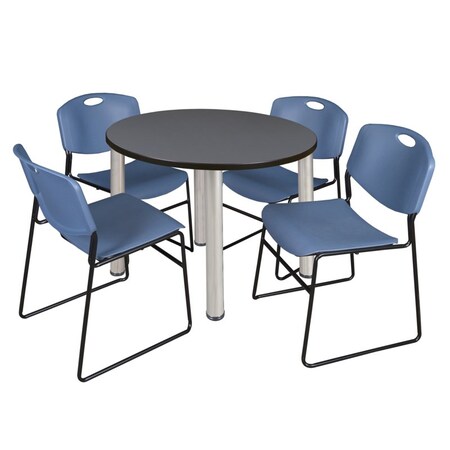 Regency Kee Round Table & Chair Set, Wood, Metal, Polypropylene Top, Grey TB42RNDGYBPCM44BE